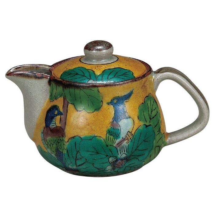Kutani pottery teapot pot Yoshida shop (with tea strainer) N2