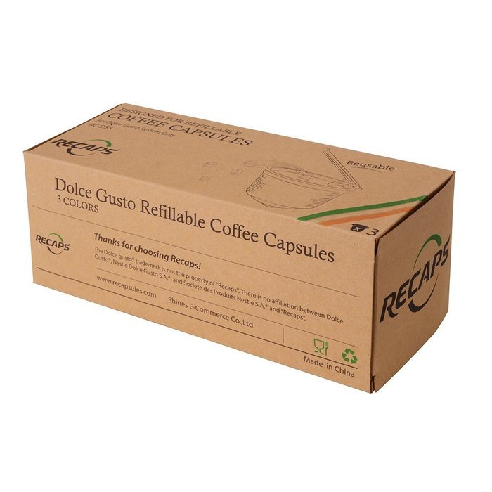 RECAPS 3 Cups/pack Refillable Dolce Gusto Coffee Capsule Refilling More Than100 Times Reusable for Nescaf&eacute; Dolce... N6