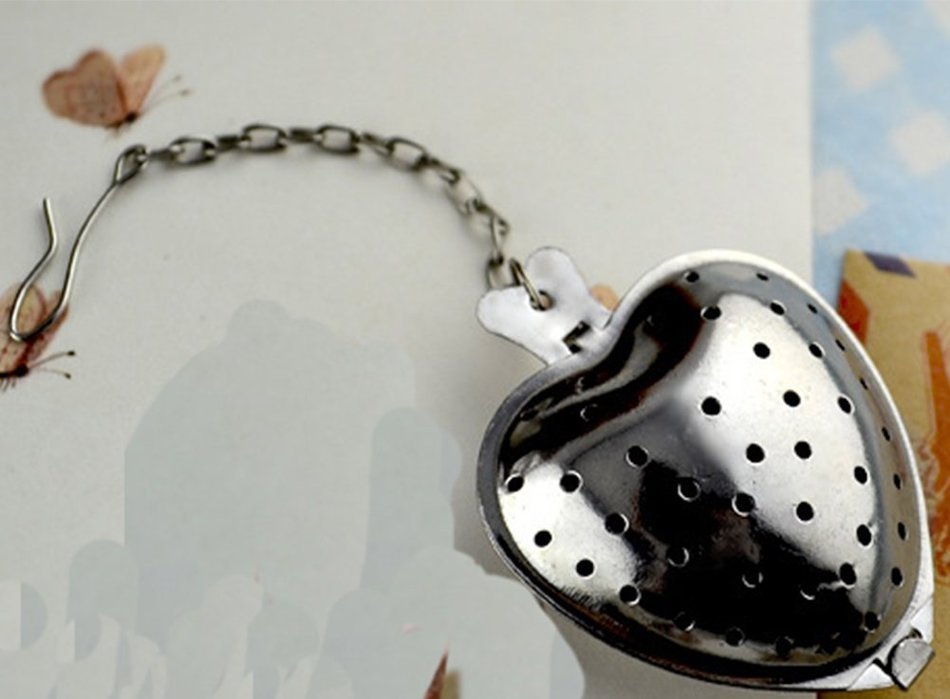 Light Weight Heart Shape Stainless Mini Tea Infuser Spoon Strainer Steeper Handle Tool (Chain.) N2