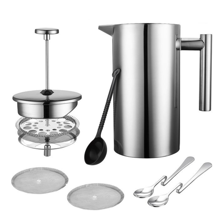 Cymas Double Wall Stainless Steel French Coffee Press,French Press Coffee & Tea Maker, 34 oz, 1 Liter(8-Cup) N5