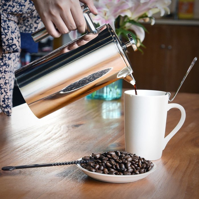 Cymas Double Wall Stainless Steel French Coffee Press,French Press Coffee & Tea Maker, 34 oz, 1 Liter(8-Cup) N7