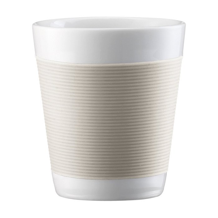 Bodum Canteen Porcelain Double Wall Espresso Cup with Silicone Grip, Brown, Set of 2