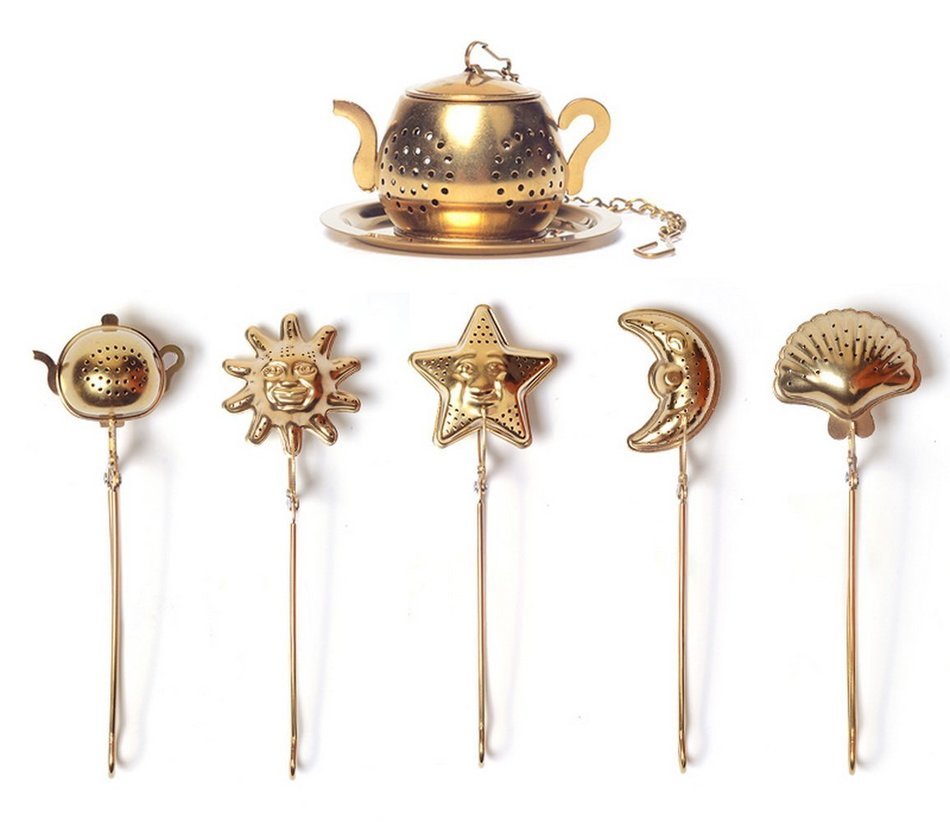 Creativity Gold Stainless Steel Quality Tea Infuser Clip - Star / Moon / Sun / Shell / Teapot N13
