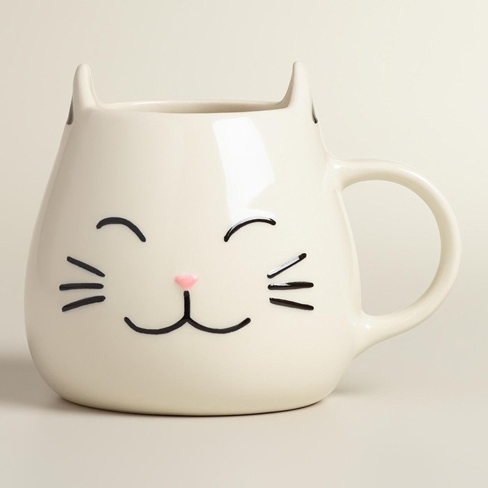 Cat Coffee Mug and Happy Cat Tea Bag Rest Holder - Large 17 Oz (Black) N3