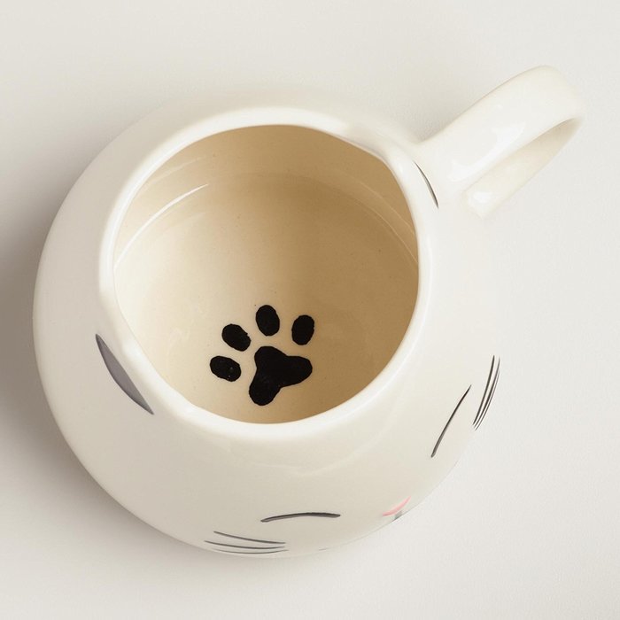 Cat Coffee Mug and Happy Cat Tea Bag Rest Holder - Large 17 Oz (Black) N4