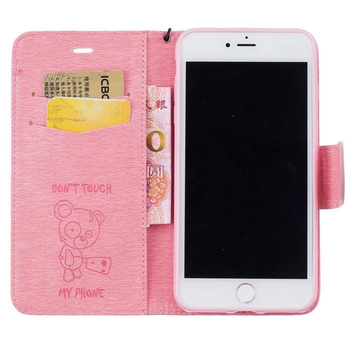 iPhone 7 Plus Case, iPhone 7 Plus Wallet Case,PHEZEN Cute Bear Don't Touch My Phone Design PU Leather Wallet Case... N131
