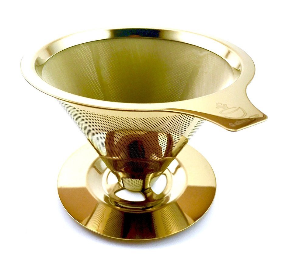 Qahwa Cup Gold Pour Over Coffee Dripper - Titanium Coated Stainless Steel Reusable Paperless Coffee Filter &ndash; Single... N2