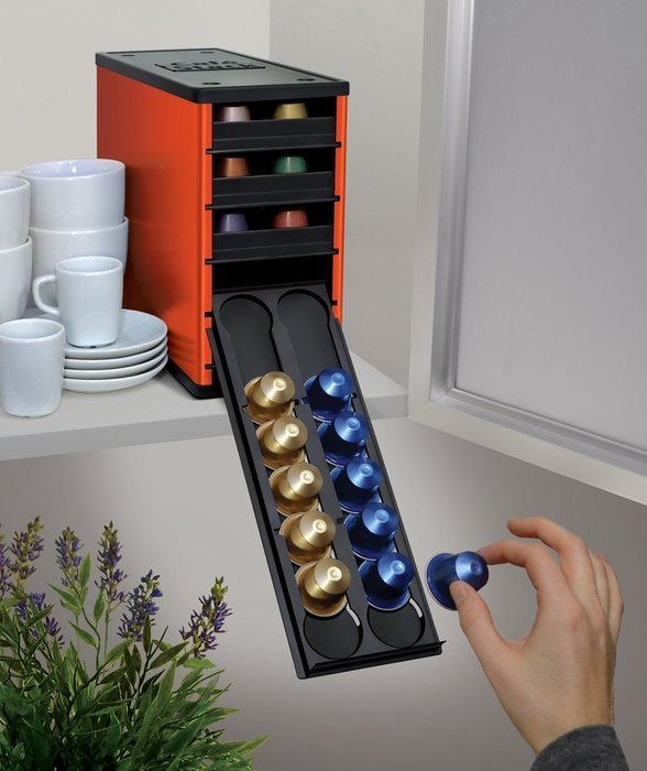 YouCopia Caf&eacute;Stack Nespresso Capsule Organizer, Electric Red (Orange-Red) N5