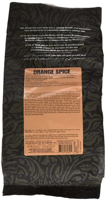 Metropolitan Tea 200 Count Pyramid Shaped Teabags, Orange Spice