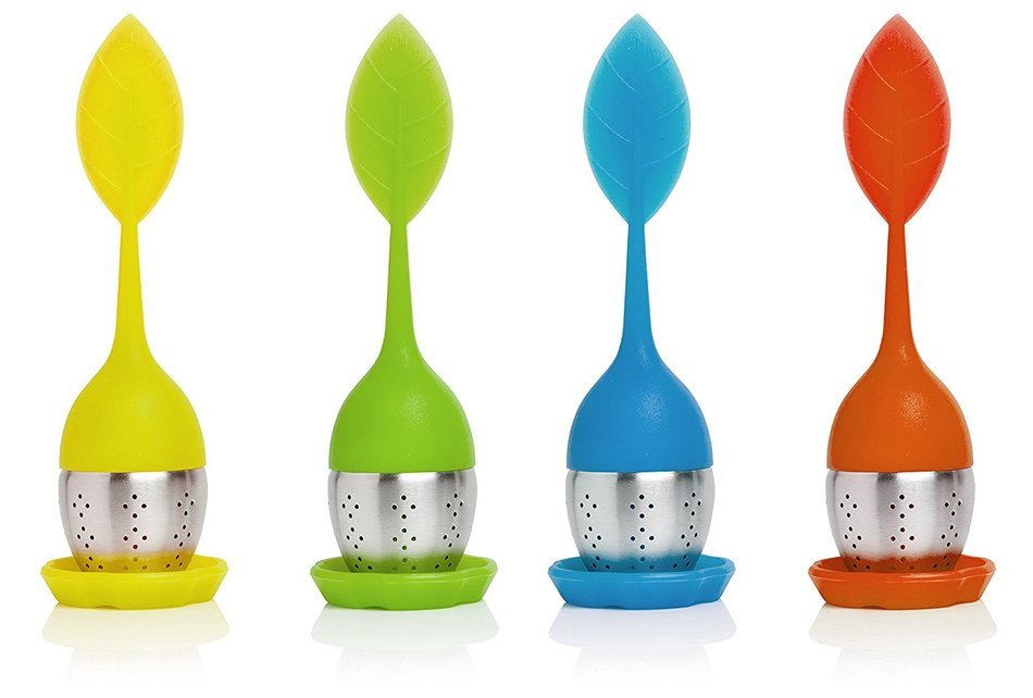 Win&Co The Leaf Family Tea Infusers Set of 4 Tea Infuser Leaf Strainer Handle with Steel Ball Silicone Leaf Lid... N3