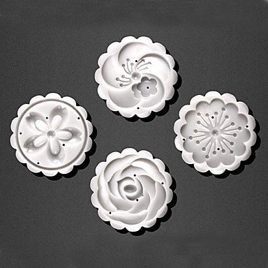Y&XL&H 5Pcs/lot Hand pressing 50g Round Moon Cake Mold Belt 4 Stamps Cookie Cutter Pastry Moon Cake Molds N4