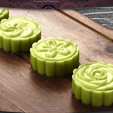 Y&XL&H 5Pcs/lot Hand pressing 50g Round Moon Cake Mold Belt 4 Stamps Cookie Cutter Pastry Moon Cake Molds N5
