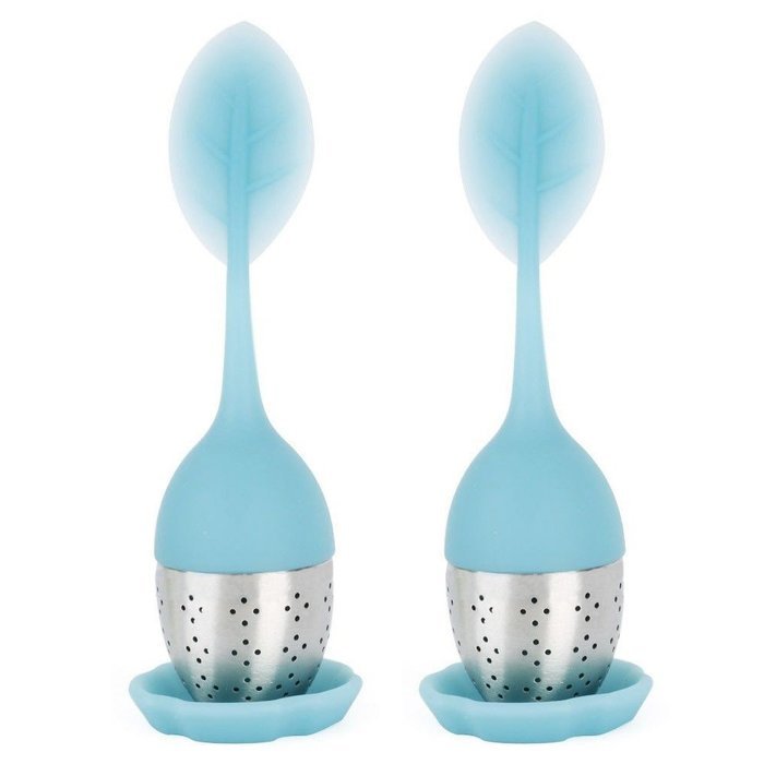 Set of 2 - Zicome Loose Tea Infuser Strainer with Drip Tray - Cute Silicone Leaf Handle As the Lid with Steel...