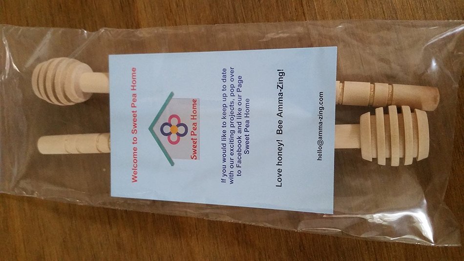 Kiri Honey honey dippers pack of 2 - simple, traditional long handled, wooden drizzler, spoon, dibber, server... N3