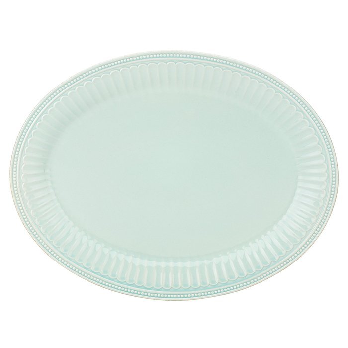 Lenox French Perle Groove Oval Platter, Ice Blue