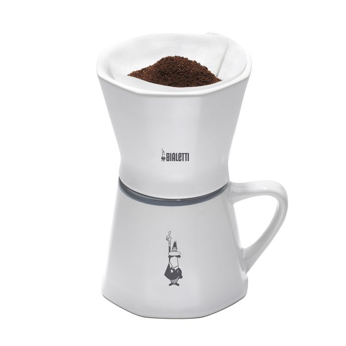 Bialetti 6750 2 Cup Porcelain Pourover Coffee Dripper with Mug, White N5