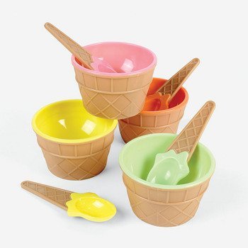 Plastic Ice Cream Dishes, 4 count