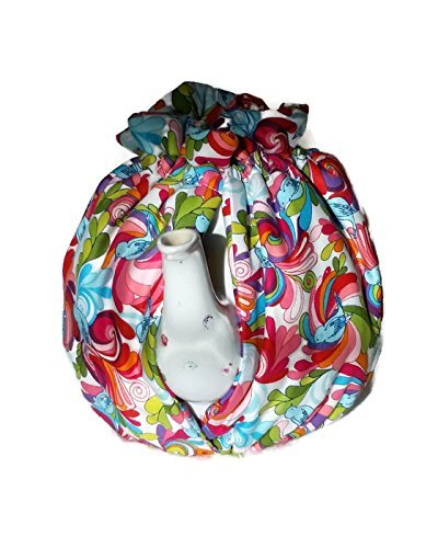 Teapot Cozy, tea warmer with Blue birds and Orange, Red, Blue paisley on white for a 5-8 cup teapot #320 N5