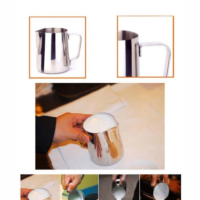 5/12/20 OZ Stainless Steel Milk Frothing Pitcher Latte Cup Kitchen Home Handle Coffee Garland Cup (5 OZ) N4
