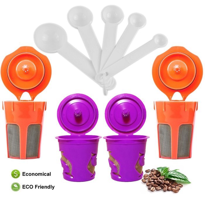 2 Reusable K Carafe and 2 Reusable K Cup - STYDDI Stainless Steel Micro Mesh Coffee Filters Combo With Bonus Coffee... N3