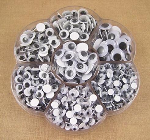 900pcs/Box 4mm/5mm/6mm/7mm/8mm/10mm/10x8mm Movable toy Self-adhesive Eye