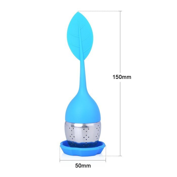 Set of 2 - Wenmeili Loose Tea Infuser Strainer with Drip Tray - Cute Silicone Leaf Handle As the Lid with Steel... N5