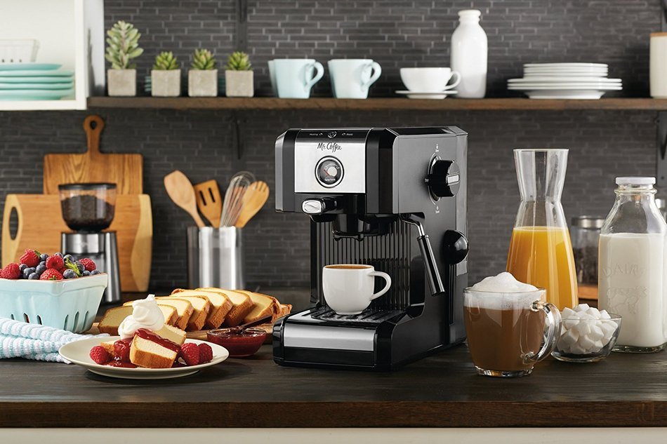 Mr. Coffee Premium Self Tamping Espresso with Milk Frother, ECMPT1000 N7
