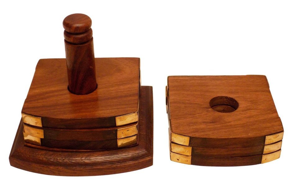 Crafts'man Beautiful Handmade Retro Wooden Coaster Set N3