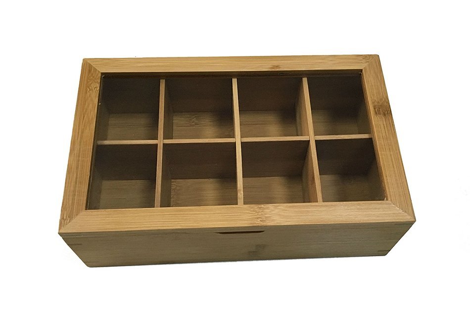 June and Jasper Bamboo Tea Box- Best tea storage and organizer- 8 compartments &ndash; easy opening &ndash; eco friendly -...