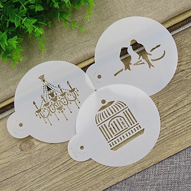 Y&XL&H Mini Love Birds&Chandelier Cookie Stencil Set, Cookie Stencil,Stencil for cake decorating,coffee stencil, N2