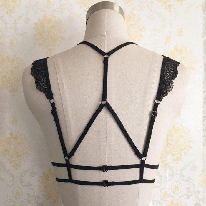 Bra Top ，Beautyvan Comfortable Hollow Translucent Sheer Lace Strap Lingerie Bra (L, Black) N3