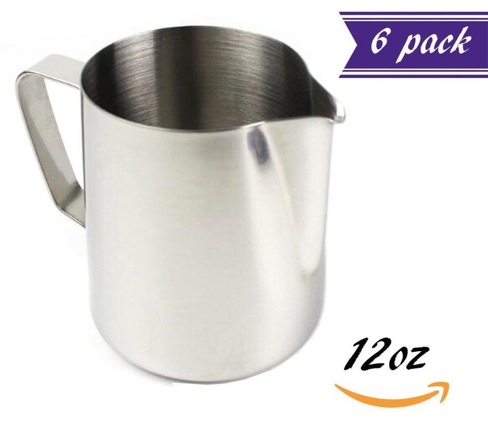 12-Ounce Commercial Grade Stainless Steel Milk Pitcher for Espresso Machines, Coffee, Latte & Frothing Milk Cup...
