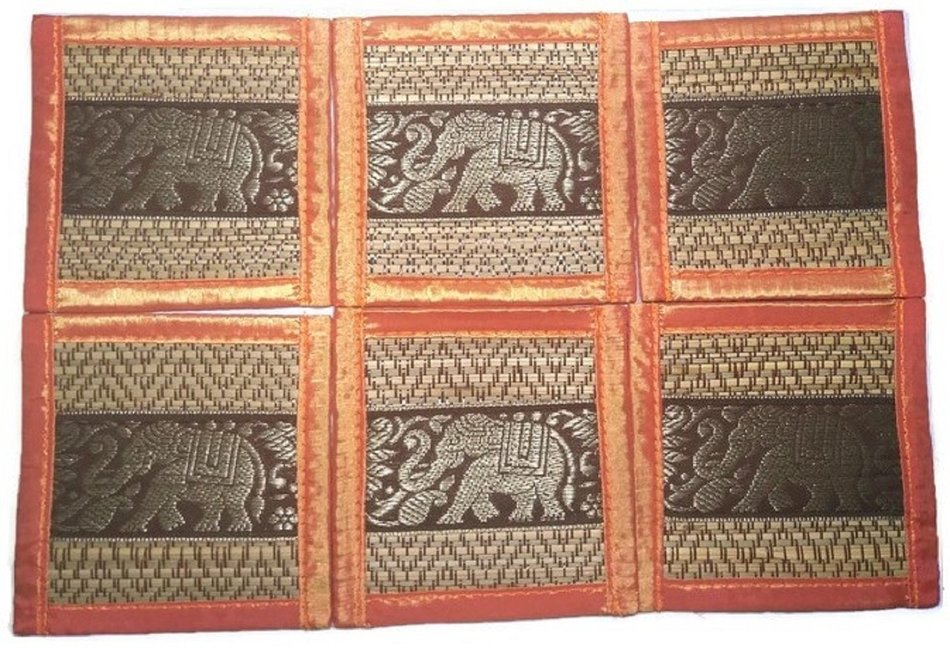 Chic Nature Reed Elephant Collection 6-piece Handmade Coaster Set, Assorted Color (Brown #3) N8