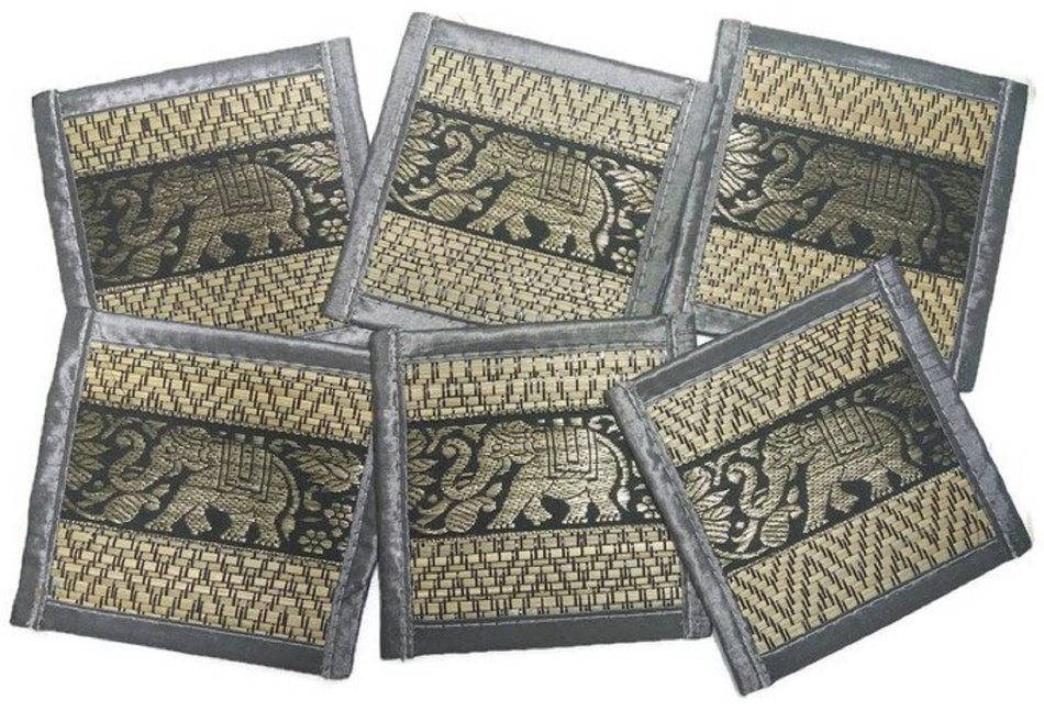 Chic Nature Reed Elephant Collection 6-piece Handmade Coaster Set, Assorted Color (Brown #3) N11