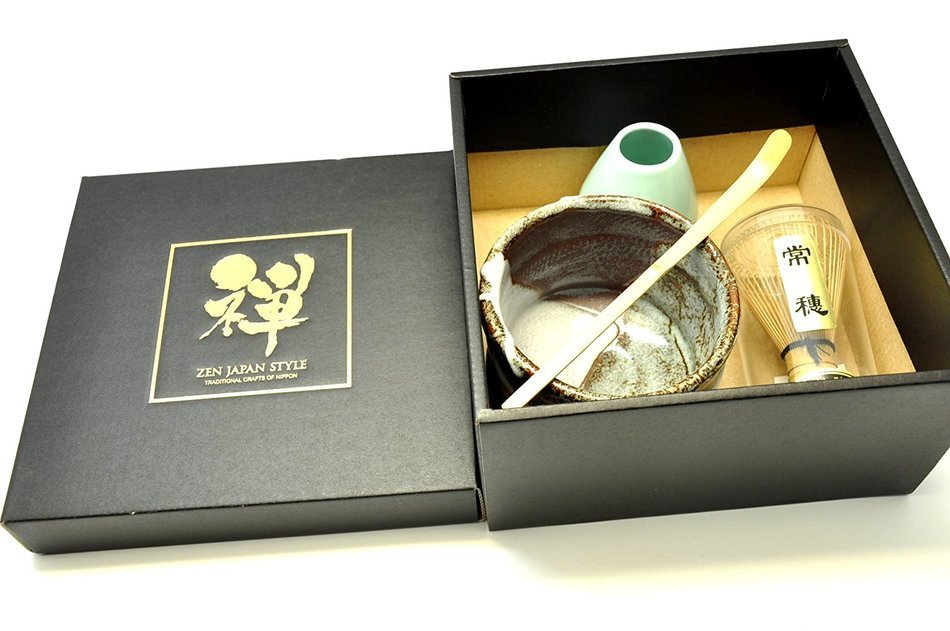 Japanese Mino Yaki ware Matcha Bowl And Tea Ceremony Set Green Tea 11 / 11 / 8.5cm (4.3 / 4.3 / 3.3inch)[7370] N6