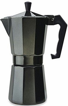 Aluminum Cuban Style Coffee Maker Designer Black 12 cup.