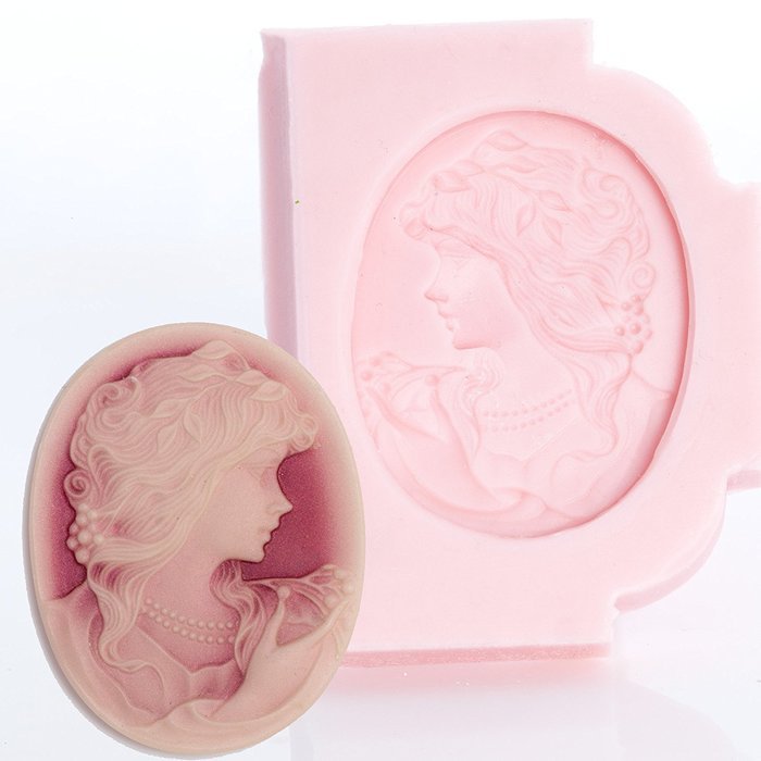 Lady Cameo Silicone Mold Food Safe Fondant, Chocolate, Candy, Resin, Polymer Clay, Jewelry, Craft Mold
