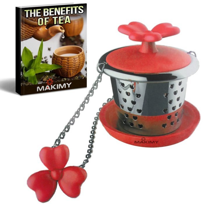 Makimy Clover Tea Infuser - Fuchsia - The Perfect Tea Steeper with Drip Tray - Best Tea Strainer for Loose Leaf... N4