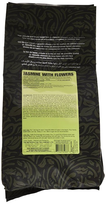 Metropolitan Tea 200 Count Pyramid Shaped Teabags, Jasmine with Flowers N5
