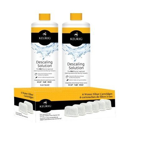 Keurig&reg; Brewer Care Kit 6 Pack of Water Filters & Two 14 oz. Bottles of Descaling Solution