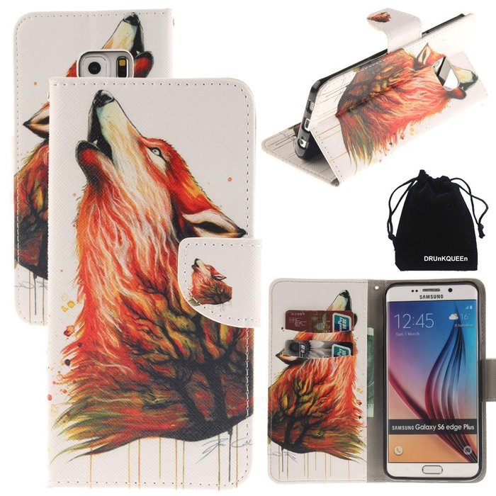 S6 Edge Case, DRUnKQUEEn&reg; PU Leather Credit Card Holder Case Stand Feature Wallet Type Flip Folio Cover - for... N3