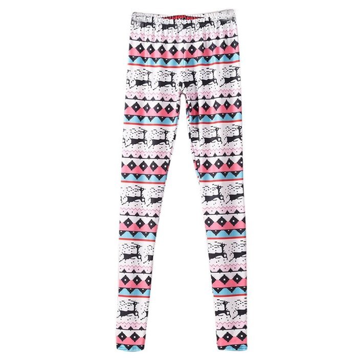 PHOTNO Casual Women Lady Skinny Geometric Print Stretchy Jegging Pants Slim Leggings N128