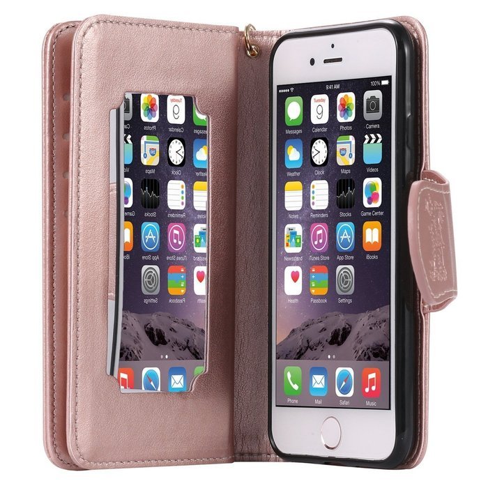 iPhone 7 Case, iPhone 7 Wallet Case,PHEZEN Beauty Flower Girl Cat Design PU Leather Wallet Case Stand Flip Case... N47
