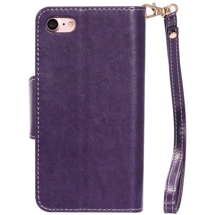 iPhone 7 Case, iPhone 7 Wallet Case,PHEZEN Beauty Flower Girl Cat Design PU Leather Wallet Case Stand Flip Case... N49