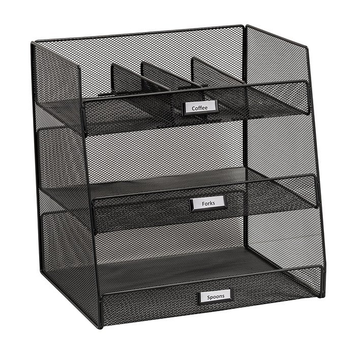 Safco Products 3293BL Onyx Mesh Break Room Supplies Organizer, Black N2