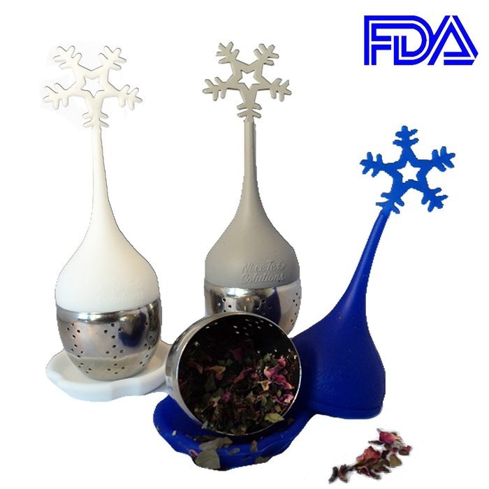 Ni&bull;ce&bull;Tea Solutions Snowflake Silicone Stainless Loose Leaf Tea Infusers/Strainers N4