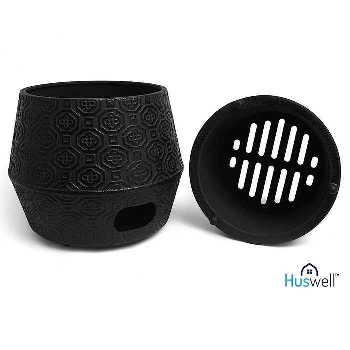 Huswell Extra Large Cast Iron Teapot Warmer Stove, Black N3