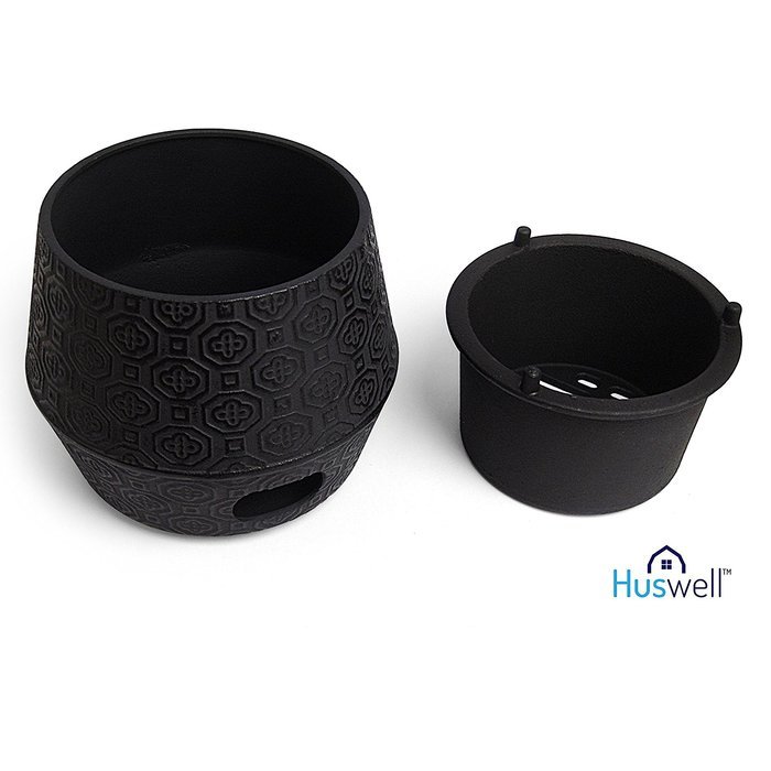 Huswell Extra Large Cast Iron Teapot Warmer Stove, Black N4