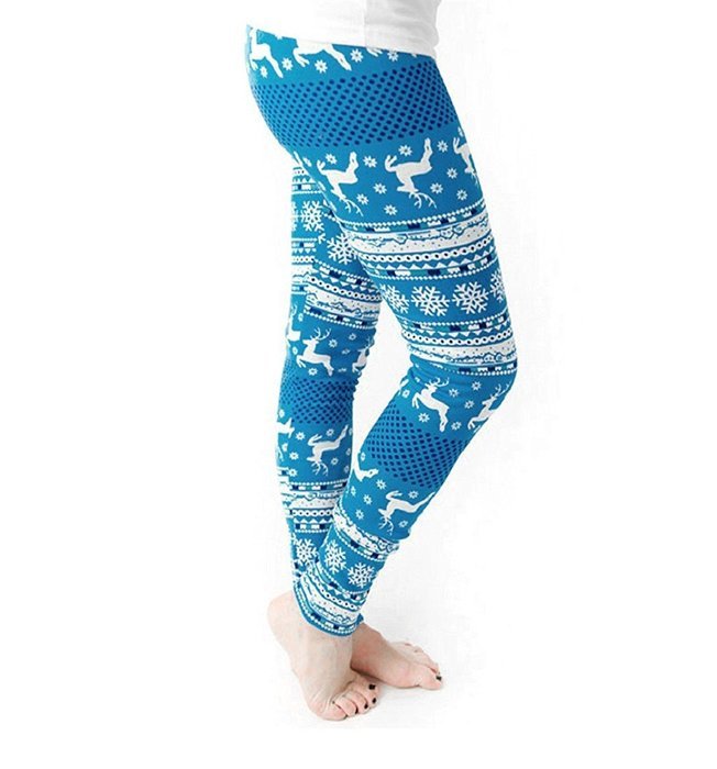 PHOTNO Women Skinny Christmas Elk Print Stretchy Pants Slim Leggings N13