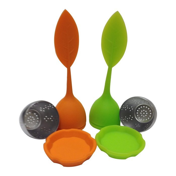 Tea Leaf Infuser Set, Silicone Long handle, Stainless Steel Base, Drip Tray,Perfect Cup Of Loose Tea. Guaranteed... N6